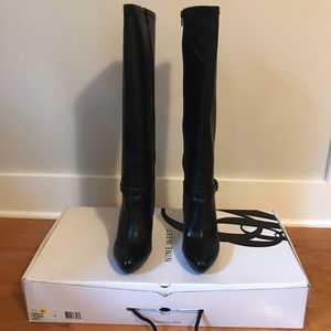 Nine West Joshlyn Black Knee High Heeled Boots 7.5